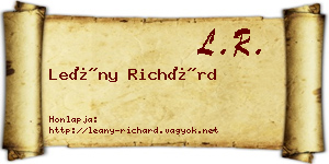 Leány Richárd névjegykártya